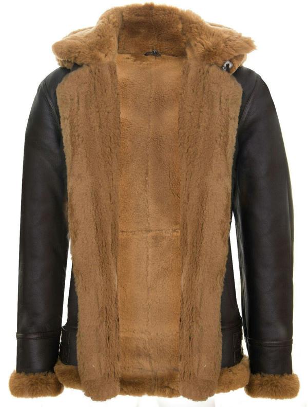 Infinity Leather Mens Hooded Sheepskin Leather B3 Flying Jacket-Columbus