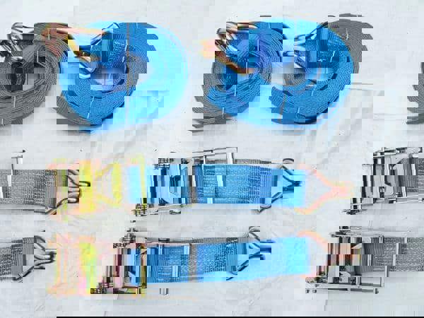 Ratchet Tie Down Straps 75MM 10T 15M X2 (Heavy Duty Lashing Ton Claw J Hook)