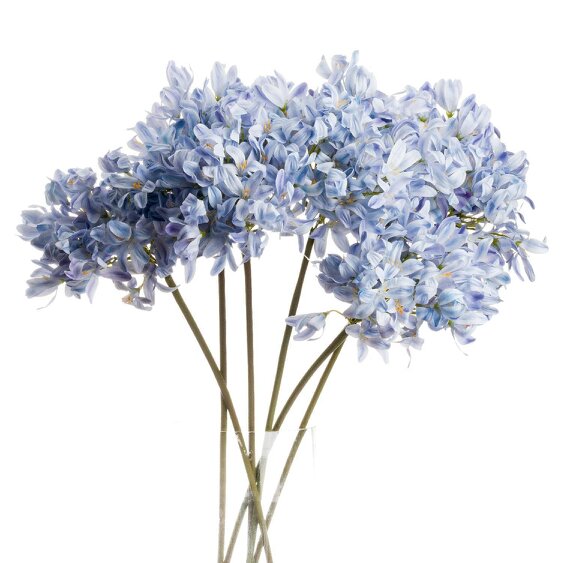 Wyld Haus Set of 3 Artificial Flowers Light Blue Large Headed Agapanthus Stems