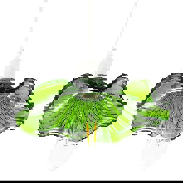 Designer Ribbed Emerald Glass Pendant Shade with Wavy Ruffled Edge Image 4