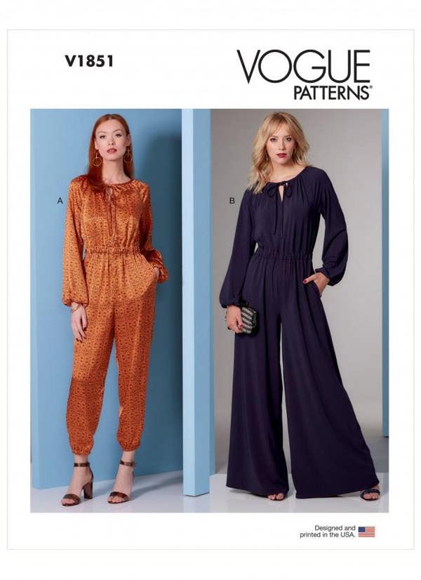 Vogue Sewing Pattern 1851, Jumpsuits for Women, A (XS-S-M-L-XL) - Easy