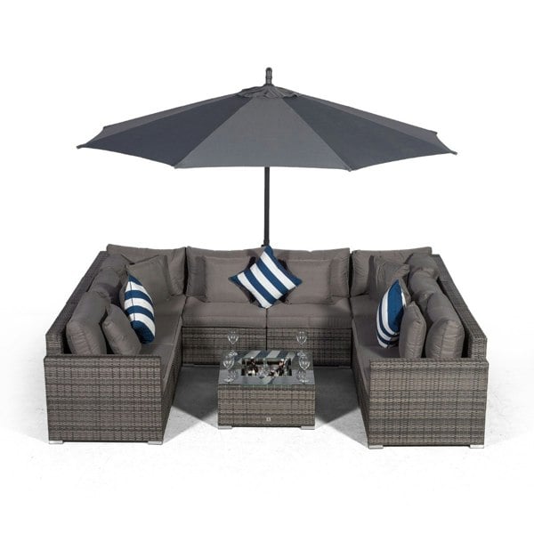 Giardino Havana 8 Seat Rattan Sofa Conversation Set with Ice Bucket Coffee Table