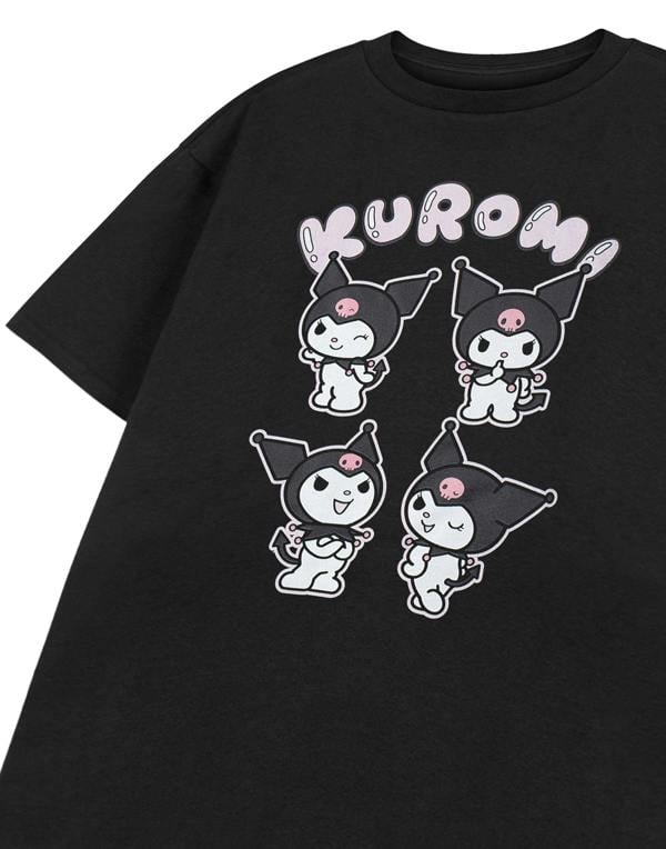 Hello Kitty Girls Black Kuromi Kids Short Sleeved T-Shirt
