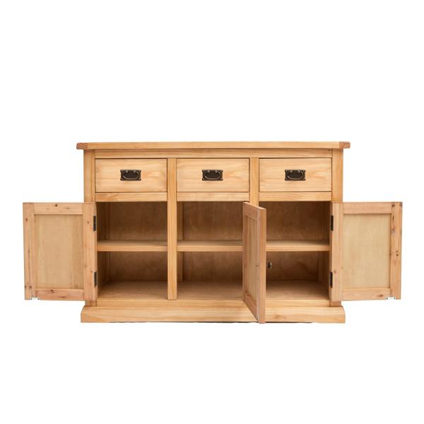 Cabinet Bits Lucca Waxed 3 Drawer 3 Door Sideboard Brass Drop Handle