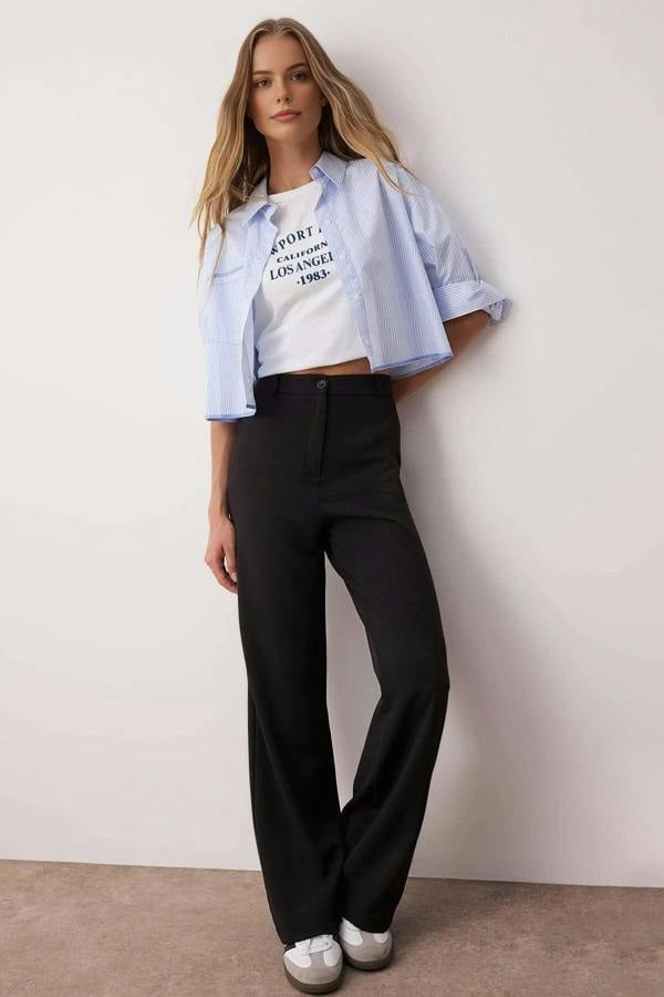 WOVCOR Wide Leg Bootcut Woven Trousers