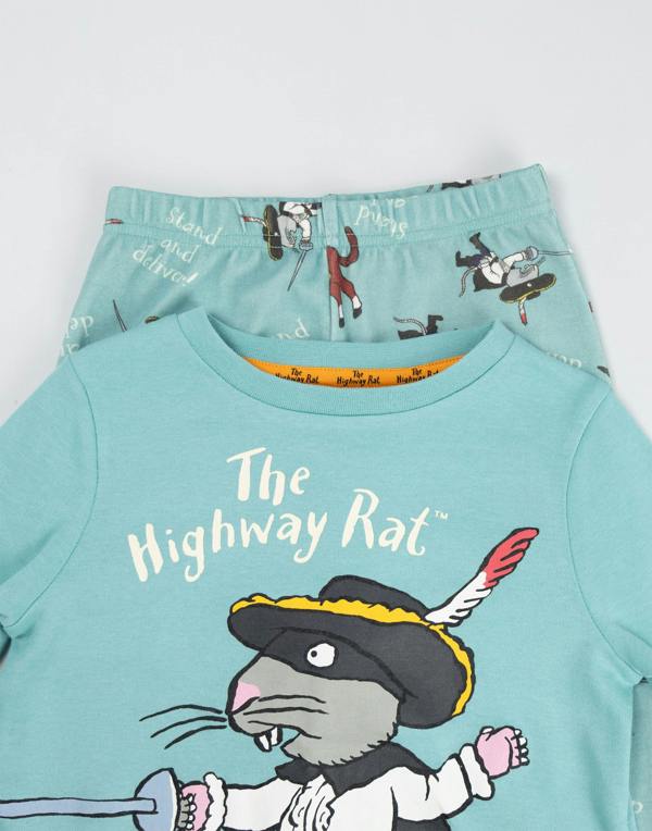 Vanilla Underground Gruffalo & Friends The Highway Rat Unisex Kids Blue Character Long Sleeve Long Leg Pyjama Set