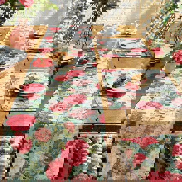 RHS Rose Garden Shower Proof Outdoor Cotton Dining Placemat Pair