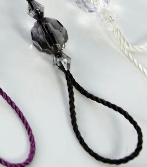 Luxury Living Voile Tab Top Curtain Pair with Crystal Tie Backs Sheer Window Panels