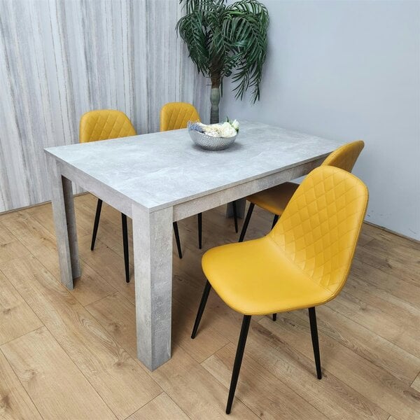 Kosy Koala Wooden Rectangle Dining Table Sets with Set of 4 Chairs, Grey and Mustard