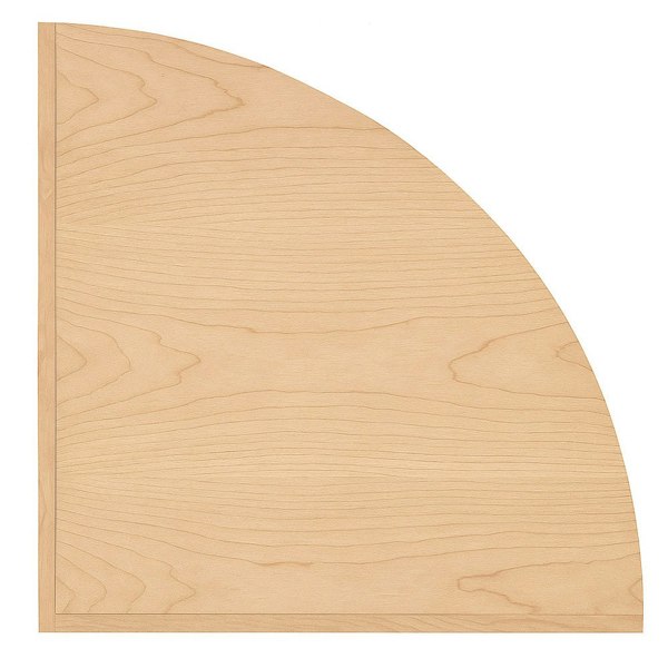 Maple corner counter top with a smooth, light wood grain finish, featuring a rounded edge and clean lines, ideal for retail spaces