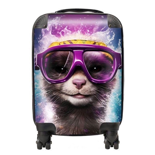 Warren Reed Splashart Ferret Purple Suitcase