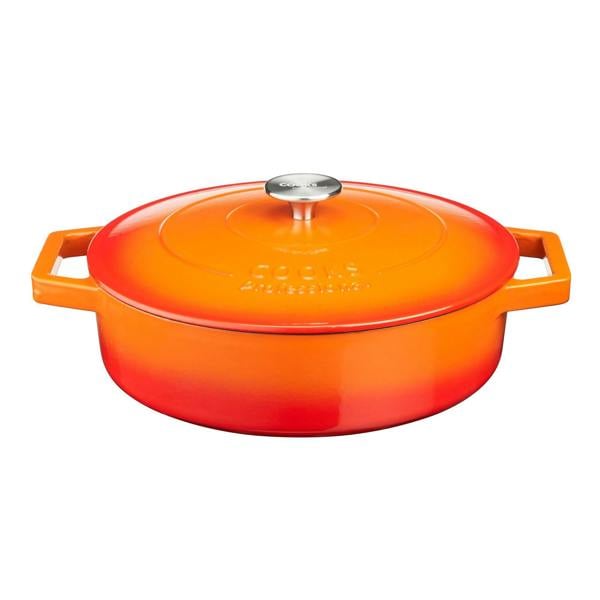 Cooks Professional 28cm Shallow Cast Iron Casserole | Graduated Orange