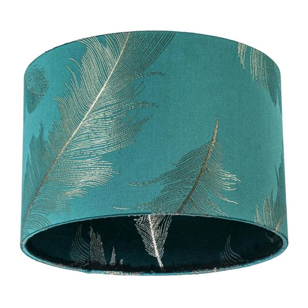 Dark Emerald Green Cotton Jacquard Shade with Gold Foil Fern Design Image 4