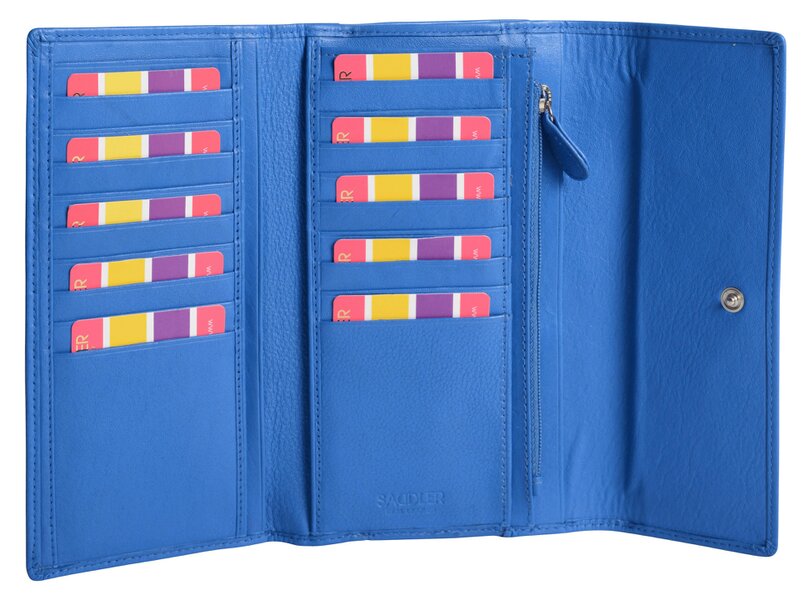 SADDLER ELLA Leather 18cm Trifold Purse - 20 Card Slots, Several Coin and Note Sections - RFID Protected