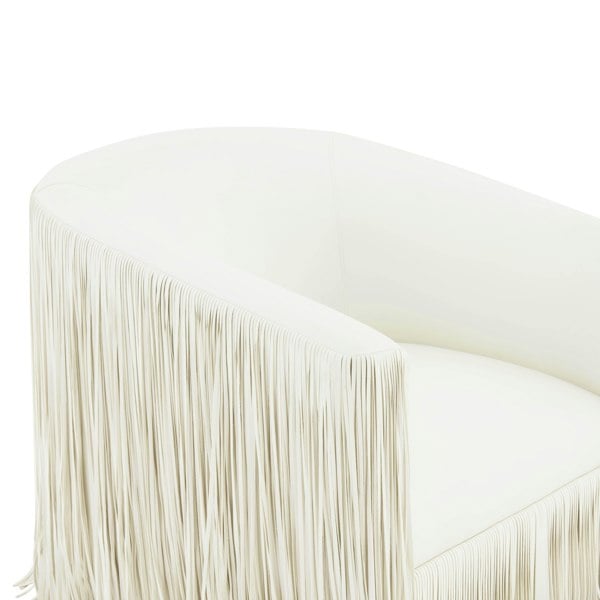 Furniture Edit Shag Me Ivory Vegan Leather Swivel Accent Occasional Chair