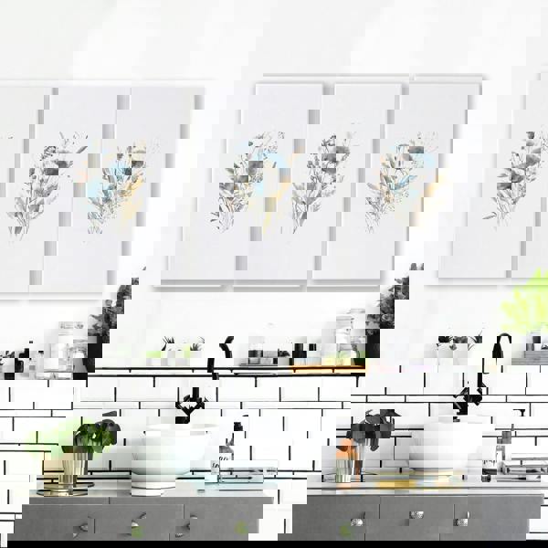 Bathroom Wall Art Blue | Set of 3 Botanical Wall art Prints