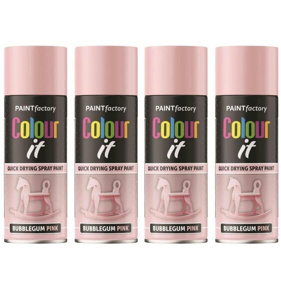 Paint Factory 4X  Bubblegum Pink Gloss Spray Paint 400ml