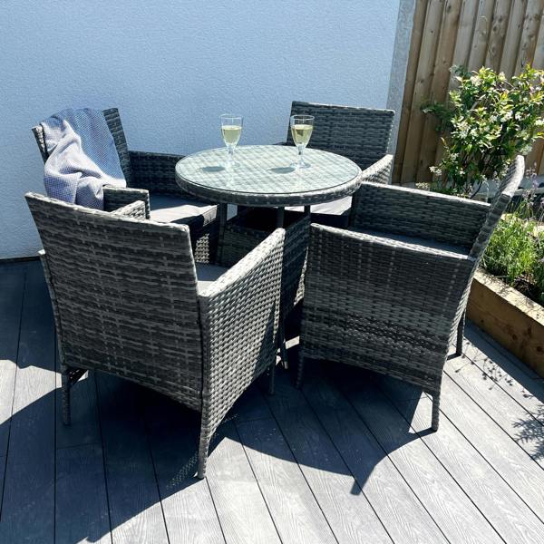 Amazon 5-Piece Rattan Wicker Relaxed Garden Dining Set - Madefor.Living