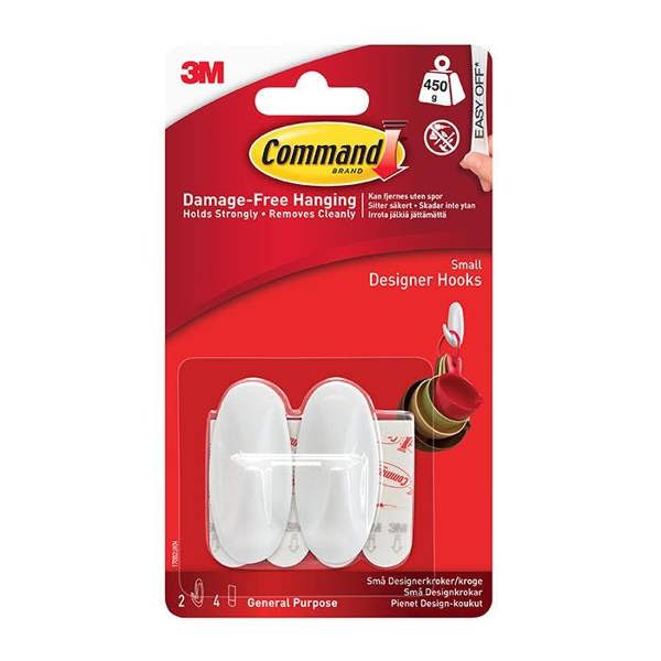 Command 17082 Designer Small Hooks 450g 2pk - One Colour - 