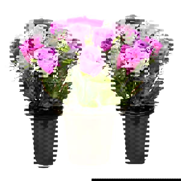 Memorials Direct Premium Artificial Grave Flowers – 25cm Purple Rosebud With Gypsophila | Memorial Vase Pot
