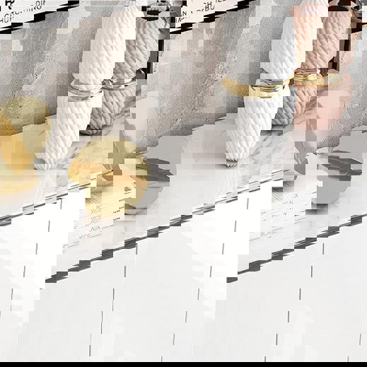 Madge Shoe Storage, White in a lifestyle setting with clear shoe storage boxes