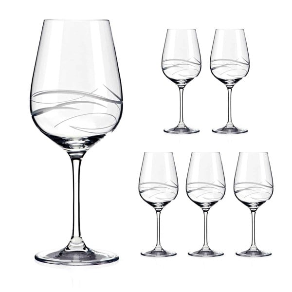 Diamante Fantasy Hand Cut Crystal White Wine Glasses - Set of 6