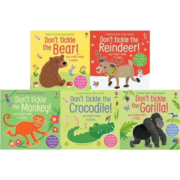 Usborne Don't Tickle Wildlife Collection 5 Books Set Series 2 (Touchy-Feely Sound Books) Monkey, Gorilla, Bear, Crocodile, Reindeer