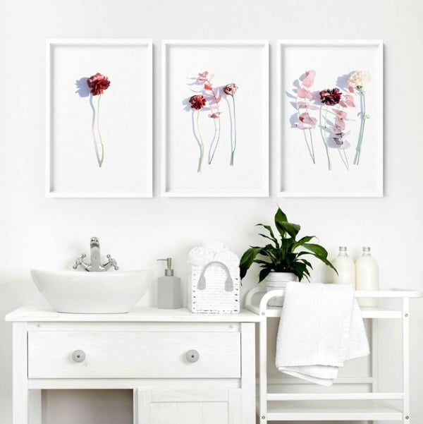 Bathroom wall hanging | set of 3 framed wall art