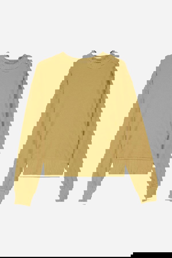 ENORSIA Button Shoulder Crewneck Sweatshirt