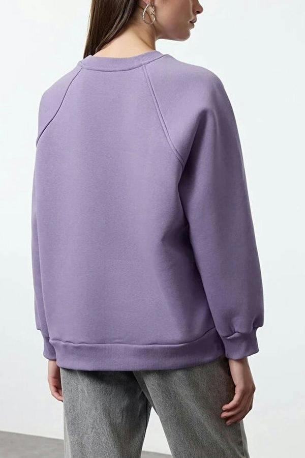 WOVCOR Basic Raglan Sleeve Crew Neck Knit Sweatshirt