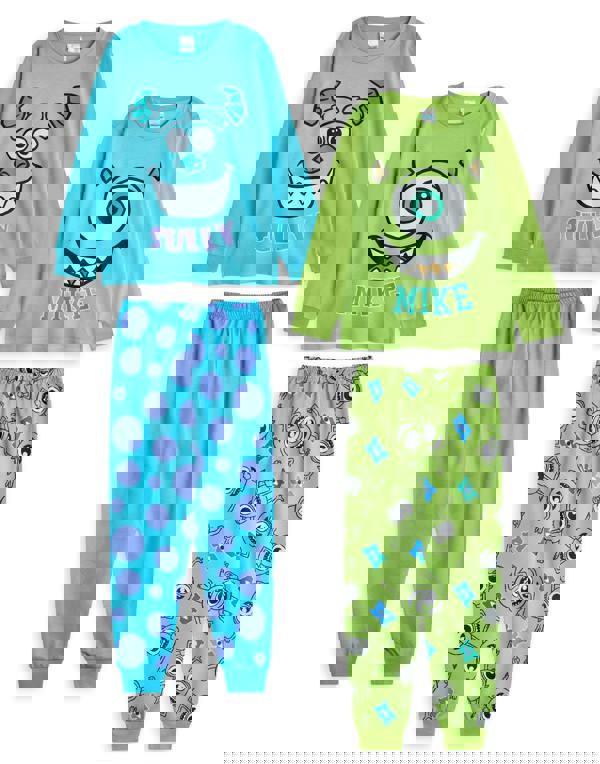 Disney Monsters Inc Boys Multicoloured Sully & Mike Multi-Pack of 2 Long Sleeve Long Leg Pyjama Set