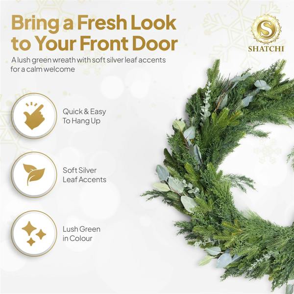100cm Green Artificial PE Christmas Wreath for Indoor and Sheltered Outdoor Display image 9