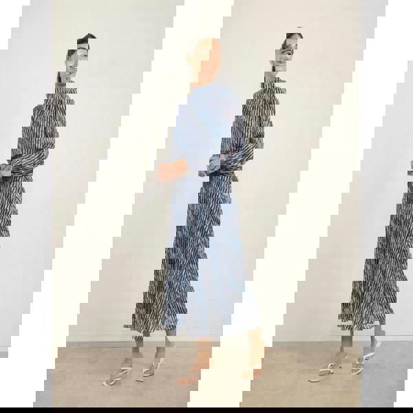 Blue Vanilla High Neck Bubble Print Dress