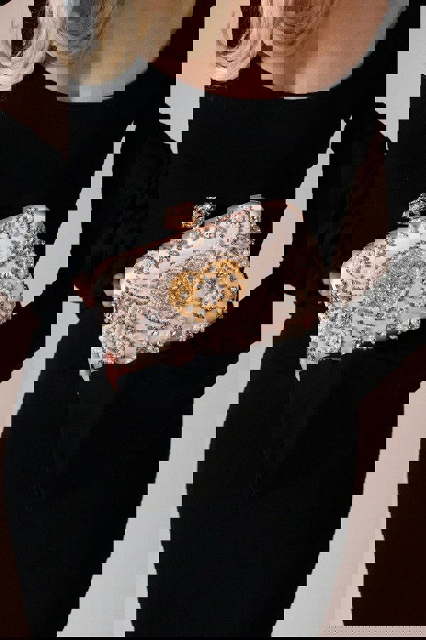 SVNX Embellished Heart Clutch Bag In Gold