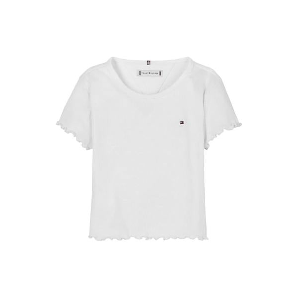 Tommy Hilfiger Childrens/Kids Essential Round Regular Frill T-Shirt - White - 