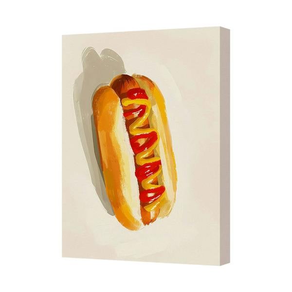 Benjamin Tate Design Hot Dog Canvas Art Print Modern Kitchen Wall Decor