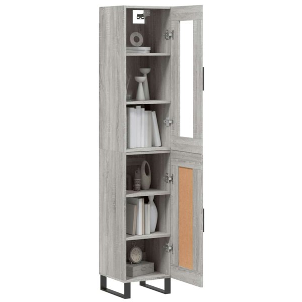 Berkfield Highboard Grey Sonoma 34.5x34x180 cm Engineered Wood
