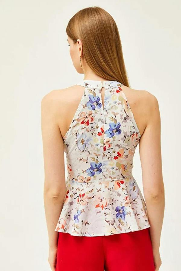 Hoxton Gal Halter Neck Crepe Blouse with Waist Detail
