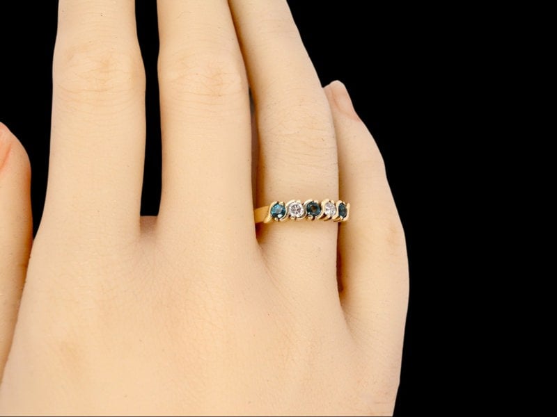 Vintage Tom A half hoop Blue Topaz and Diamond ring