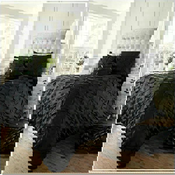 Smart Living Alford Duvet Cover and Pillowcase Set - Black