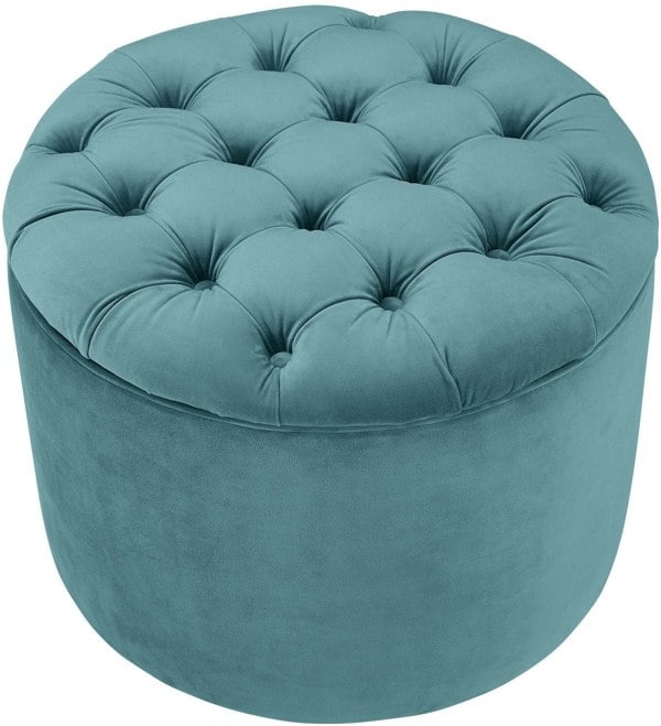 Furniture Edit Queen Sea Blue Velvet Storage Ottoman Footstool