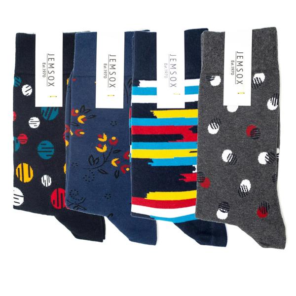 Jemsox The Weekend Getaway – 4-Pack Luxury Organic Cotton Men’s Socks - One Size 7-11