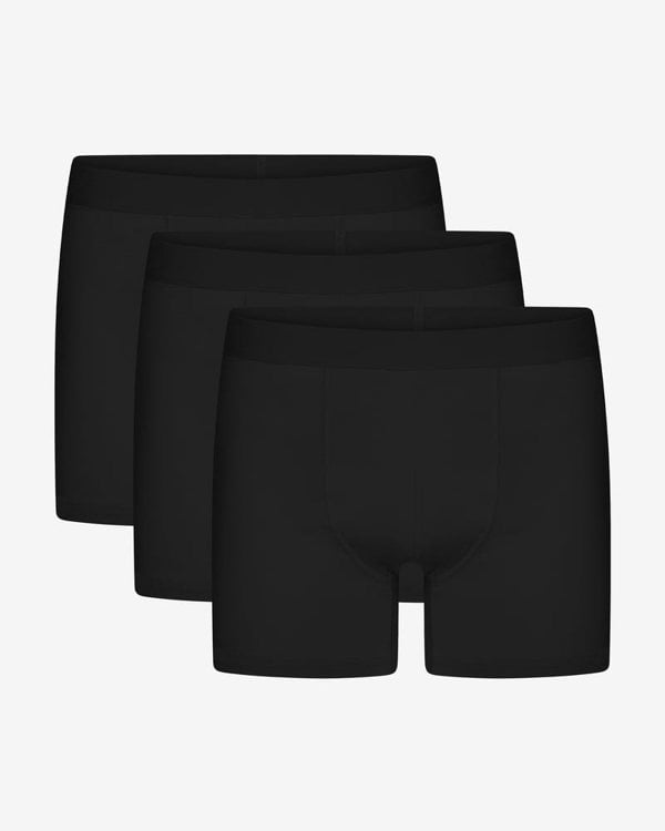 Colorful Standard 3 Pack Mens Organic Boxer Briefs - Deep Black