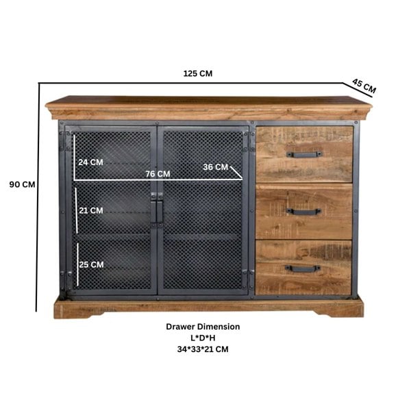 IH Design Dunphy Industrial Large Sideboard