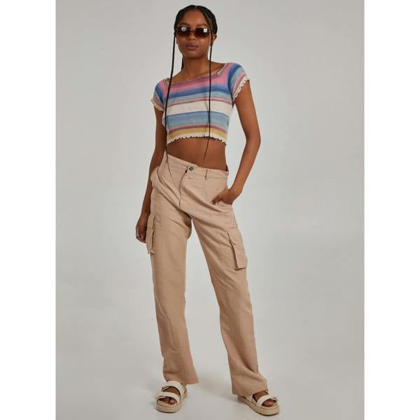 Pink Vanilla Space Dye Lettuce Hem Square Neck Crop Top