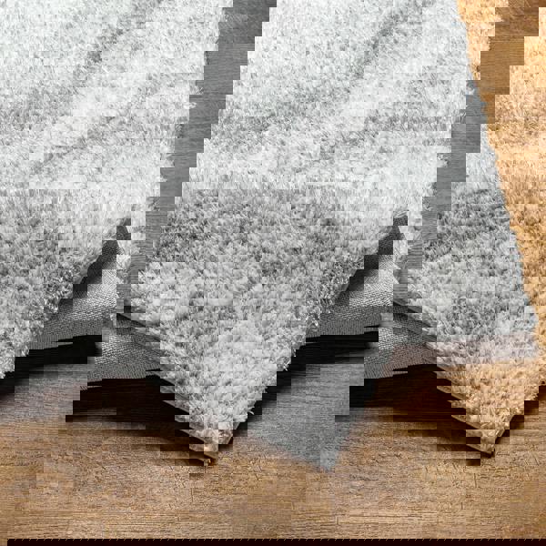 Livabliss Cloudy Shag-Solid Color Ivory Grey Plush Soft Pile Rug