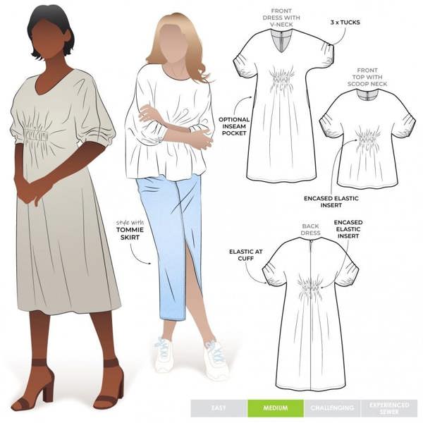 Style Arc Sewing Pattern Harry Top & Dress - Tops, Dresses for Women - Intermediate
