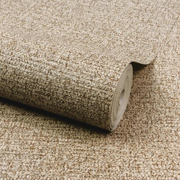 Grandeco Boutique Mysore Twill Plain Fabric Luxury Weight Embossed Wallpaper, Taupe
