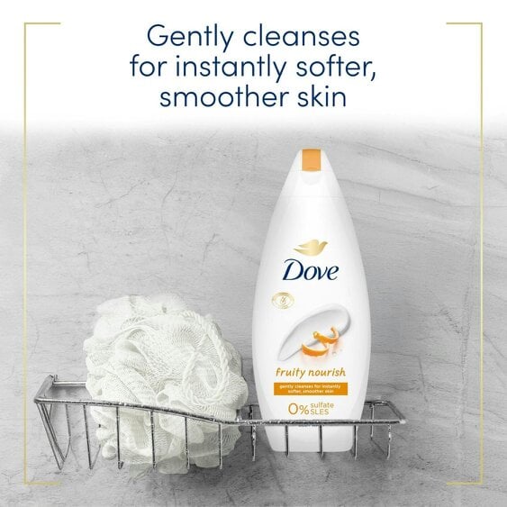 Dove Fruity Nourish Body Wash 0% Sulfate SLES for Softer & Smoother Skin, 225ml