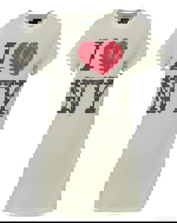 Junk Food Clothing Womens Off-White I Love New York Text Short Sleeved T-Shirt